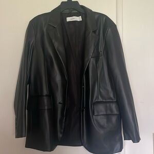 Oversized faux leather blazer
